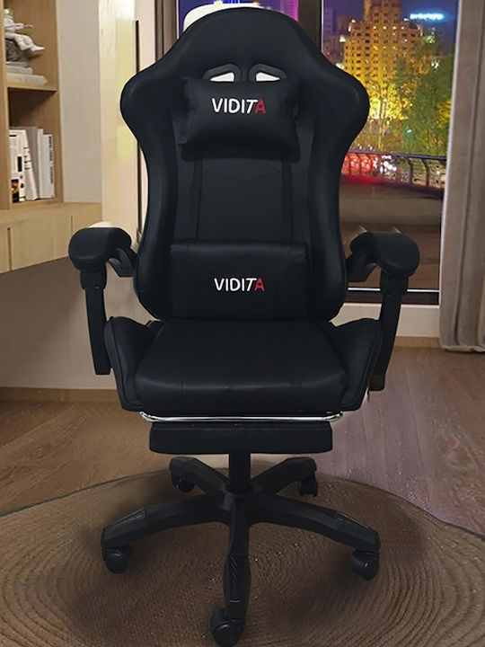 A6060 Artificial Leather Gaming Chair with Footrest Black