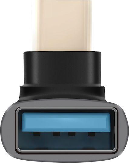 Linq USB-C Männlich Zu USB-A Weiblich Ladeübertragung Adapter 10 Gbps Rechtswinkel Grau
