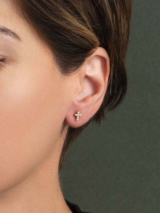 George Art Jewels Σκουλαρίκια από Χρυσό 9Κ με Πέτρες
