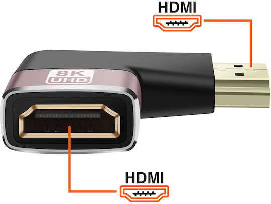 Linq 8k Uhd HDMI Weiblich Zu HDMI Männlich Linker Winkel Video Konverter Schwarz