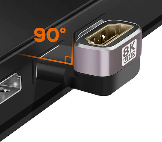 Linq HDMI Мъжки Към Женски 8K UHD Видео Адаптер Нисък Вертикален Ъглов Черен