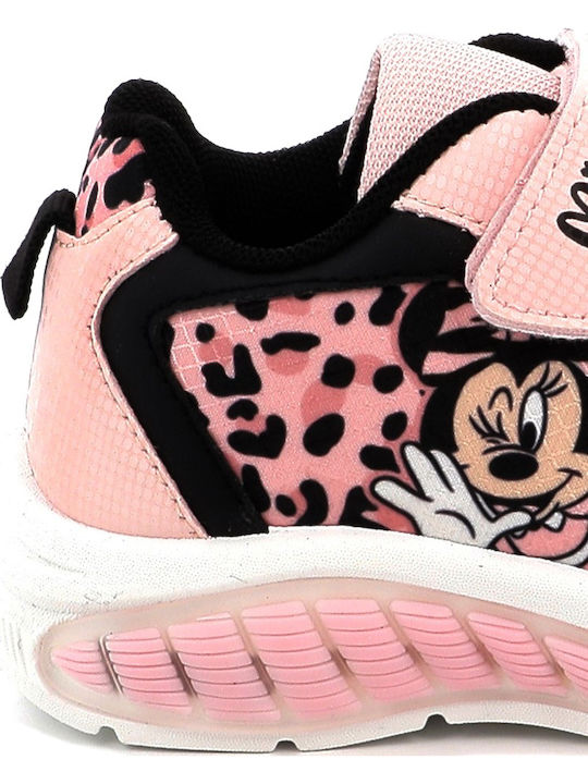 Minnie Παιδικά Sneakers με Σκρατς & Φωτάκια Ροζ