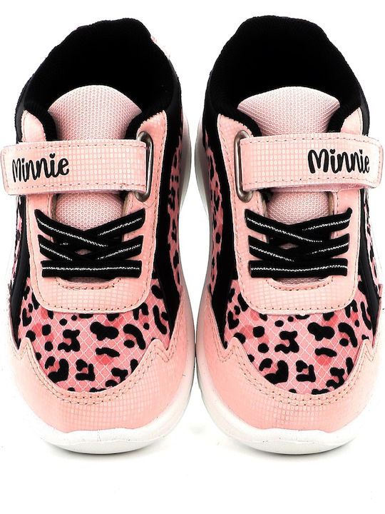 Minnie Παιδικά Sneakers με Σκρατς & Φωτάκια Ροζ