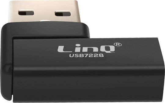 Linq Usb-c Към Usb-a Мъжки Ляв Ъглов Адаптер За Зареждане И Пренос 10Gbps Черен