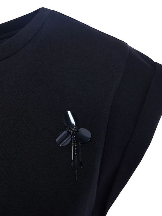 Damen Bluse Kurzärmelig Black
