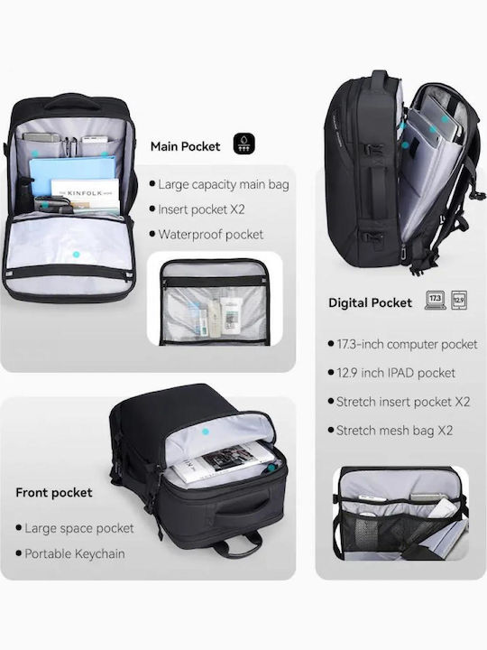 Rucsac Multifuncțional Mark Ryden Ergonomic cu Spate Respirabil și Ventilat din Plasă Compatibil cu Laptop de 17,3 Inch și Tabletă de 12,9 Inch 27l Port Usb Micro Usb Impermeabil Antifurt Negru