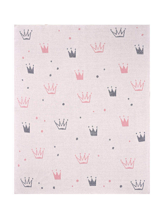 Liolios Home Blanket Nursery Swaddling Blankets Crown Cotton Beige 80x100cm