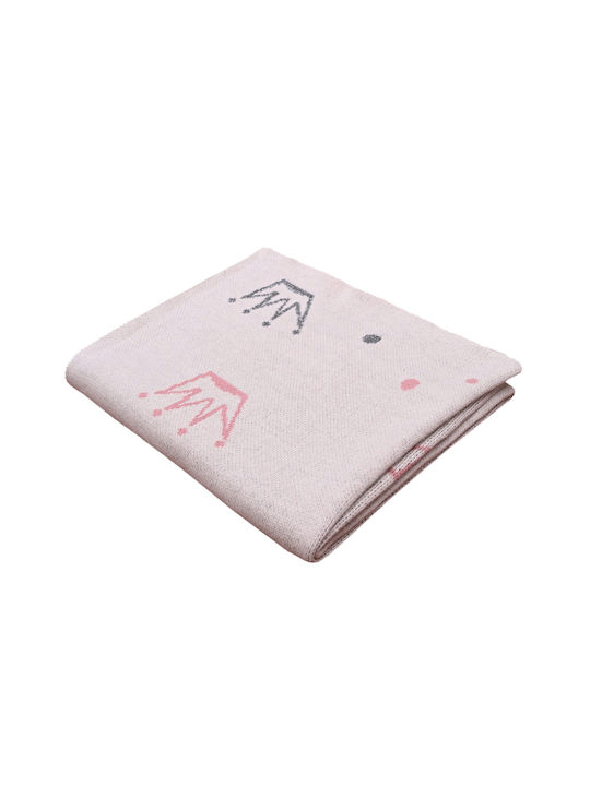 Liolios Home Blanket Nursery Swaddling Blankets Crown Cotton Beige 80x100cm