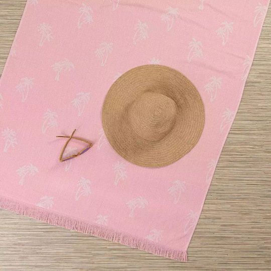 Borea Beach Towel Pareo Cotton Coral with Fringes 160x90cm