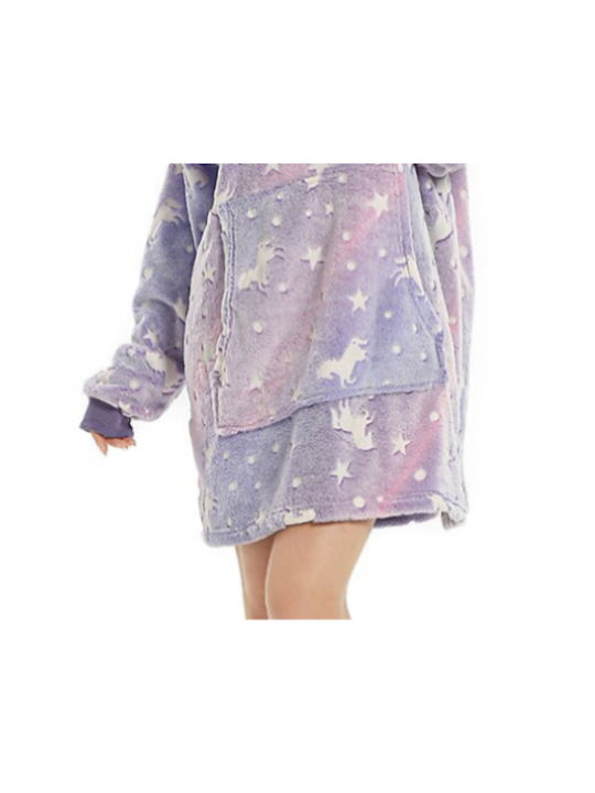 Κουβέρτα Fleece Φωσφορίζουσα Μωβ 160εκ.