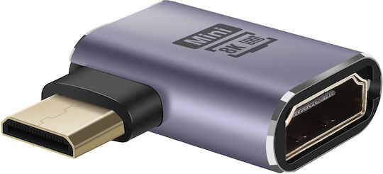 Linq 8k Uhd Hdmi Female To Mini Hdmi Male Right Angle Video Adapter Grey