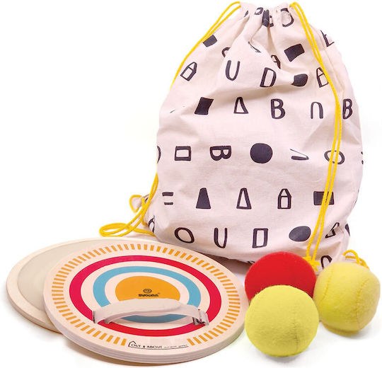 Svoora Set Wooden Rackets Velcro Catch Ball Fabric Backpack