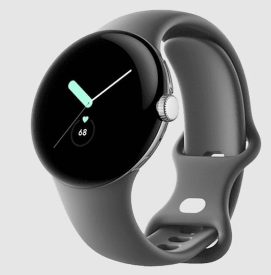 Google Pixel Watch Stainless Steel 41mm with Heart Rate Monitor (Polished Silver case/Charcoal Active band)