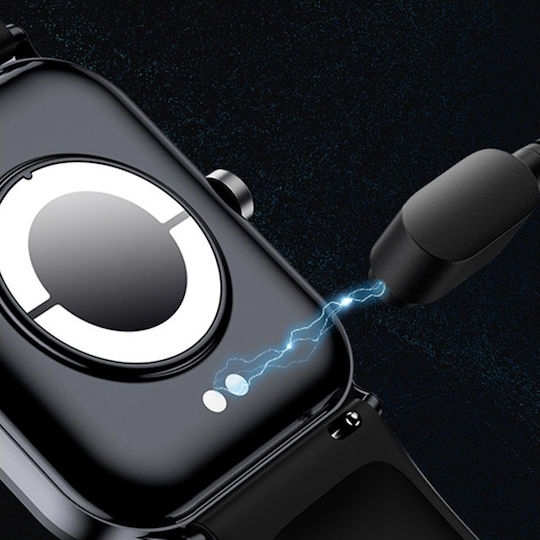 QCY GTC 46mm Smartwatch με Παλμογράφο (Μαύρο)