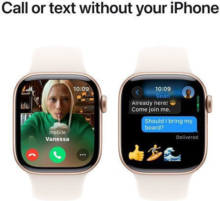 Apple Watch Series 10 Cellular Aluminiu 42mm Waterproof cu eSIM și Ritm Cardiac (Rose Gold cu Curea Sport Light Blush (M/L) - M/L)