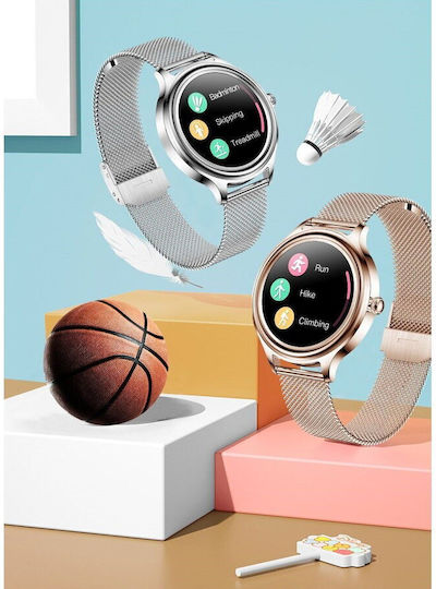 Kumi K3 Edelstahl 39mm Smartwatch mit Pulsmesser (Silber)