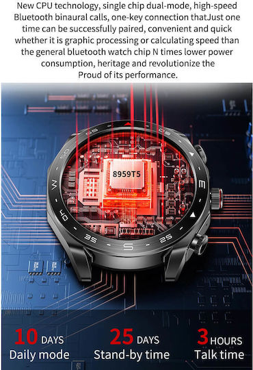 Microwear K95 Smartwatch with Heart Rate Monitor (Black Steel)