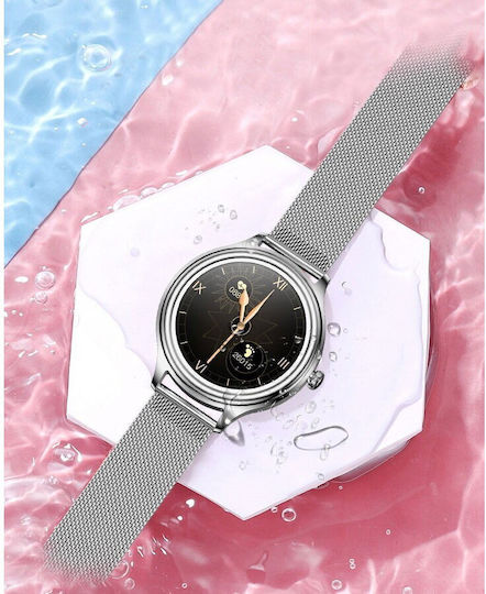 Kumi K3 Edelstahl 39mm Smartwatch mit Pulsmesser (Silber)