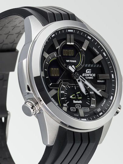 Casio ECB-30P-1AEF Stainless Steel 52mm Αδιάβροχο Smartwatch (Ασημί)