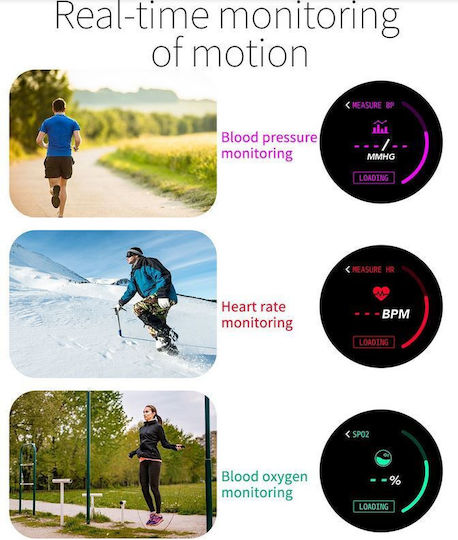 Brățară Fitness Smartwatch Ecran Complet 68 Brățară din Silicon Monitorizare Ritm Cardiac Monitorizare Somn Tensiune Arterială Notificări Apeluri Fb Sms Rezistent la Apă Ip67 Ecran Tactil Complet 1.23 Negru