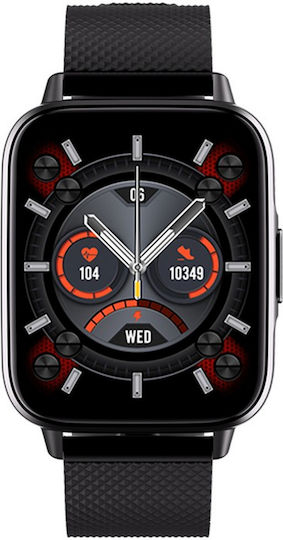 Smartwatch Idealstore Upbest23 Apple Bluetooth Difuzor Încorporat Microfon Asistent Vocal NFC Multi-sport Monitorizare Ritm Cardiac Oxigen Termometru Ecran HD Sticlă Curbată Blocare cu Parolă Baterie 200mAh Culoare Negru