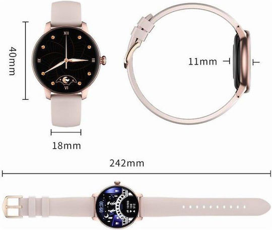 Oromed Oro Lady Stainless Steel 43mm Smartwatch with Heart Rate Monitor (Gold)