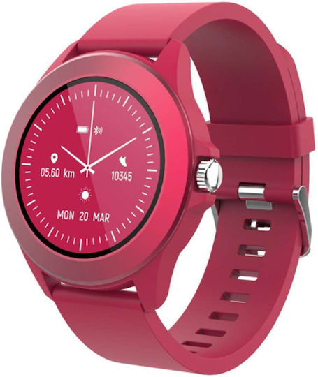 Forever Colorum CW-300 43mm Smartwatch με Παλμογράφο (Magenta)