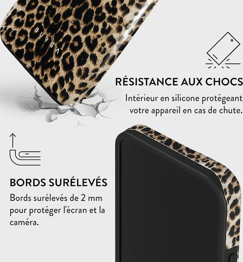 Husă Burga iPhone 15 Tough Shockproof Player Model Leopard