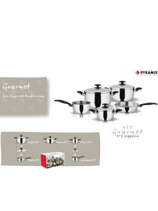 Pyramis Gourmet Pots Set of Stainless Steel with No Coating Silver 5pcs