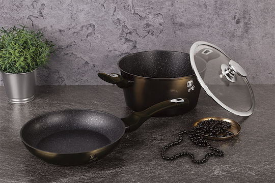 Berlinger Haus Shiny Black Edition Σετ Μαγειρικά Σκεύη από Αλουμίνιο Μαύρα με Επίστρωση από Πέτρα 2τμχ