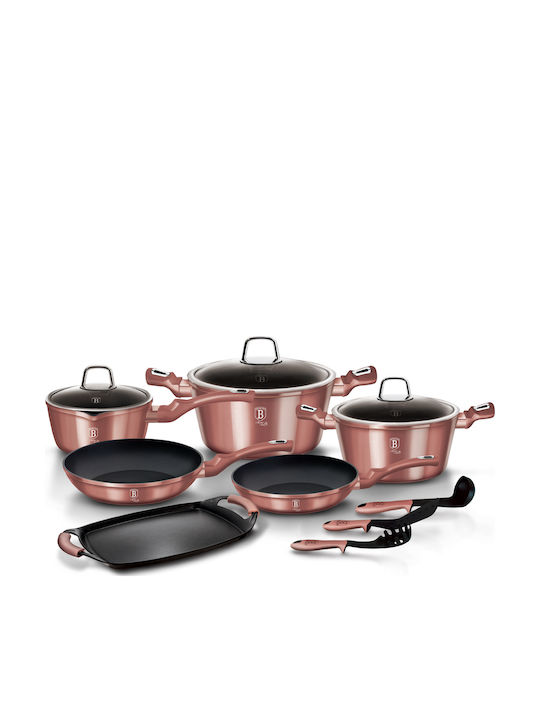 Berlinger Haus i-Rose Collection Cookware Set of Aluminum with Non-stick Coating Pink 12pcs
