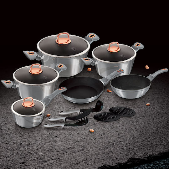 Berlinger Haus Moonlight Collection Kochgeschirr-Set aus Aluminium Grau mit Antihaftbeschichtung 6-tlg