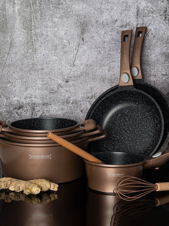 Royalty Line Σετ Μαγειρικά Σκεύη από Χυτό Αλουμίνιο Copper με Επίστρωση από Πέτρα 14τμχ