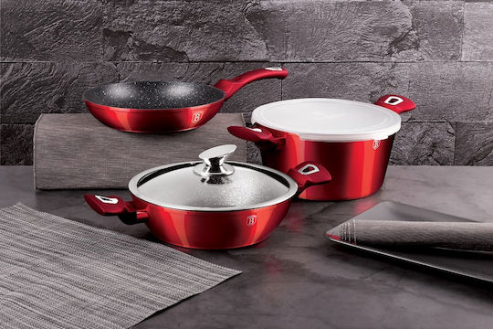 Berlinger Haus Комплект Съдове За Готвене От Алуминий Burgundy Collection С Незалепващо Покритие 3 Части