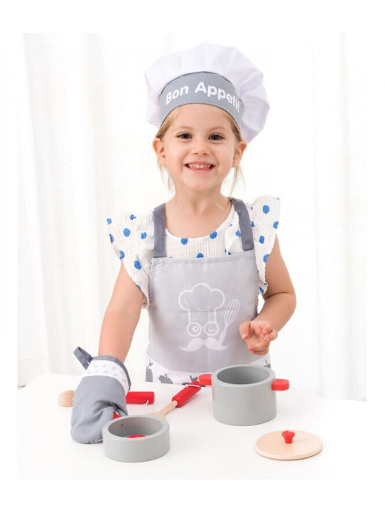 New Classic Toys Kids Apron with Chefs Hat White 28x24cm 3pcs
