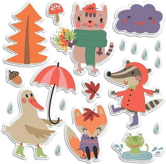 Ango Παιδικό Διακοσμητικό Αυτοκόλλητο Τοίχου 3D Αφρώδες Rainy Day L 19τμχ