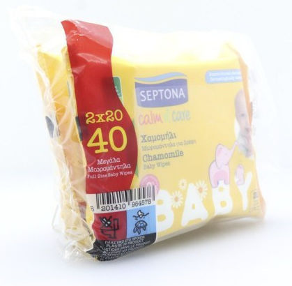 Septona Calm & Care Babytücher ohne Alkohol & Parabene 2x20Stk