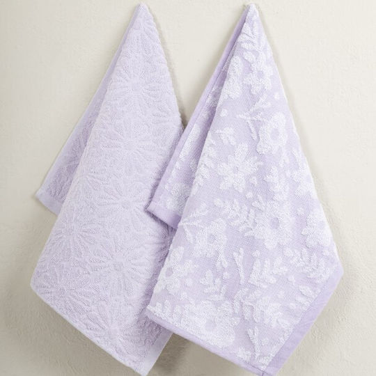 Nima Daily Kitchen Towel Made of 100% Cotton in Purple Color 60x40cm 2 Pieces