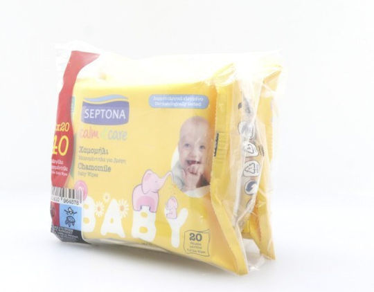 Septona Calm & Care Babytücher ohne Alkohol & Parabene 2x20Stk
