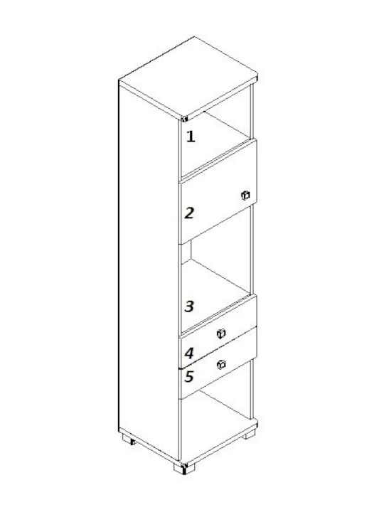 Bookie 04 Βιβλιοθήκη Δαπέδου Ξύλινη Πορτοκαλί 45x39x185cm