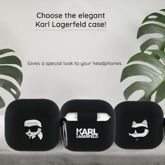 Karl Lagerfeld Karl+&chaupette 3d Hülle Silikon in Schwarz Farbe für Apple AirPods 4