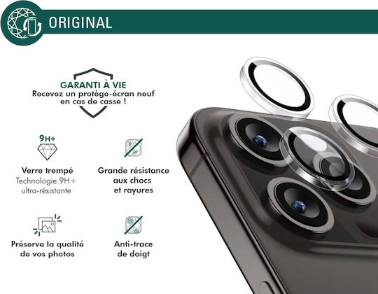 Protectoare Lentilă Cameră Force Glass 3 pentru iPhone 16 Pro 16 Pro Max din Sticlă Temperată Plată Transparentă