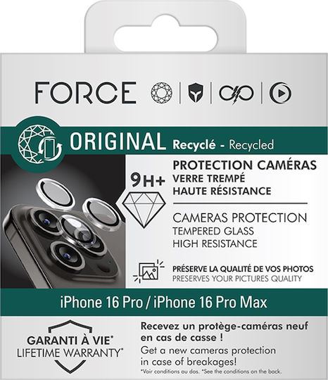Protectoare Lentilă Cameră Force Glass 3 pentru iPhone 16 Pro 16 Pro Max din Sticlă Temperată Plată Transparentă