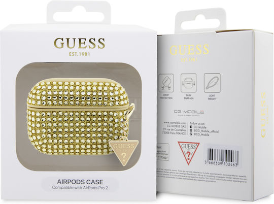 Guess Triangle Charm Plastic Case Gold for Apple AirPods Pro 2