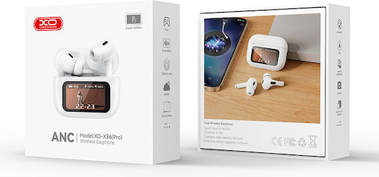 XO X36 Pro In-ear Bluetooth Handsfree Ακουστικά με Θήκη Φόρτισης Λευκά