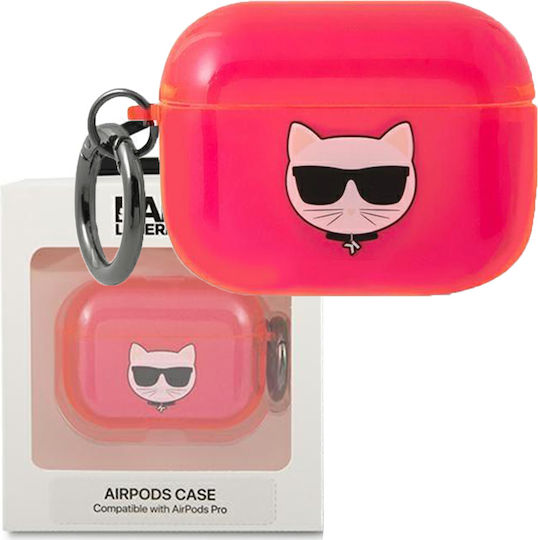 Karl Lagerfeld Choupette Silicone Case with Keychain Pink for Apple AirPods Pro