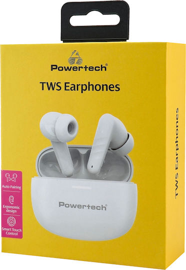 Powertech PT-1432 In-ear Bluetooth Handsfree Ακουστικά με Θήκη Φόρτισης Λευκά