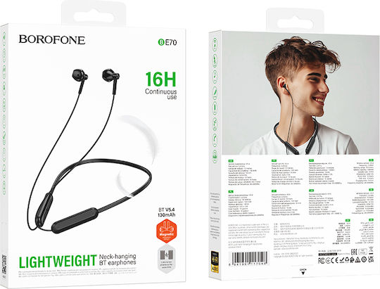 Borofone BE70 In-ear Bluetooth Handsfree Ακουστικά με Αντοχή στον Ιδρώτα Μαύρα