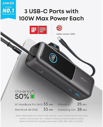 Anker Power Bank (25000mAh ） Anker A1695H11 Power Bank 25000mAh 165W cu Port USB-A și 2 Porturi