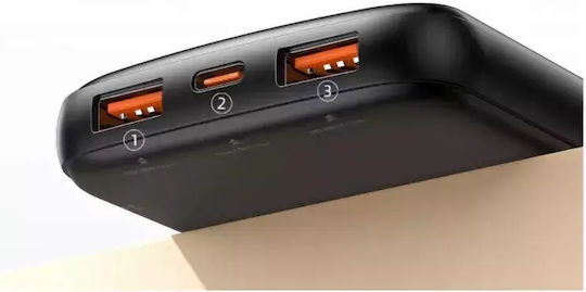 Awei P63K Power Bank 10000mAh 22.5W with 2 USB-A Ports and USB-C Port Black